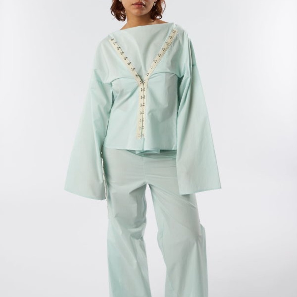Baserange Viag Top + Hujui Pants Set in Kal Mint (L)